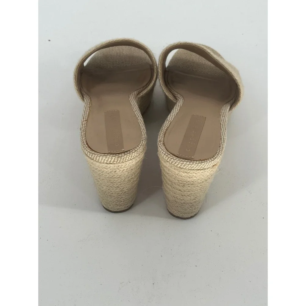 Copper Key Woven Espadrille Wedge Platform Slide Sandals Women 8 Cream Hamptons‎